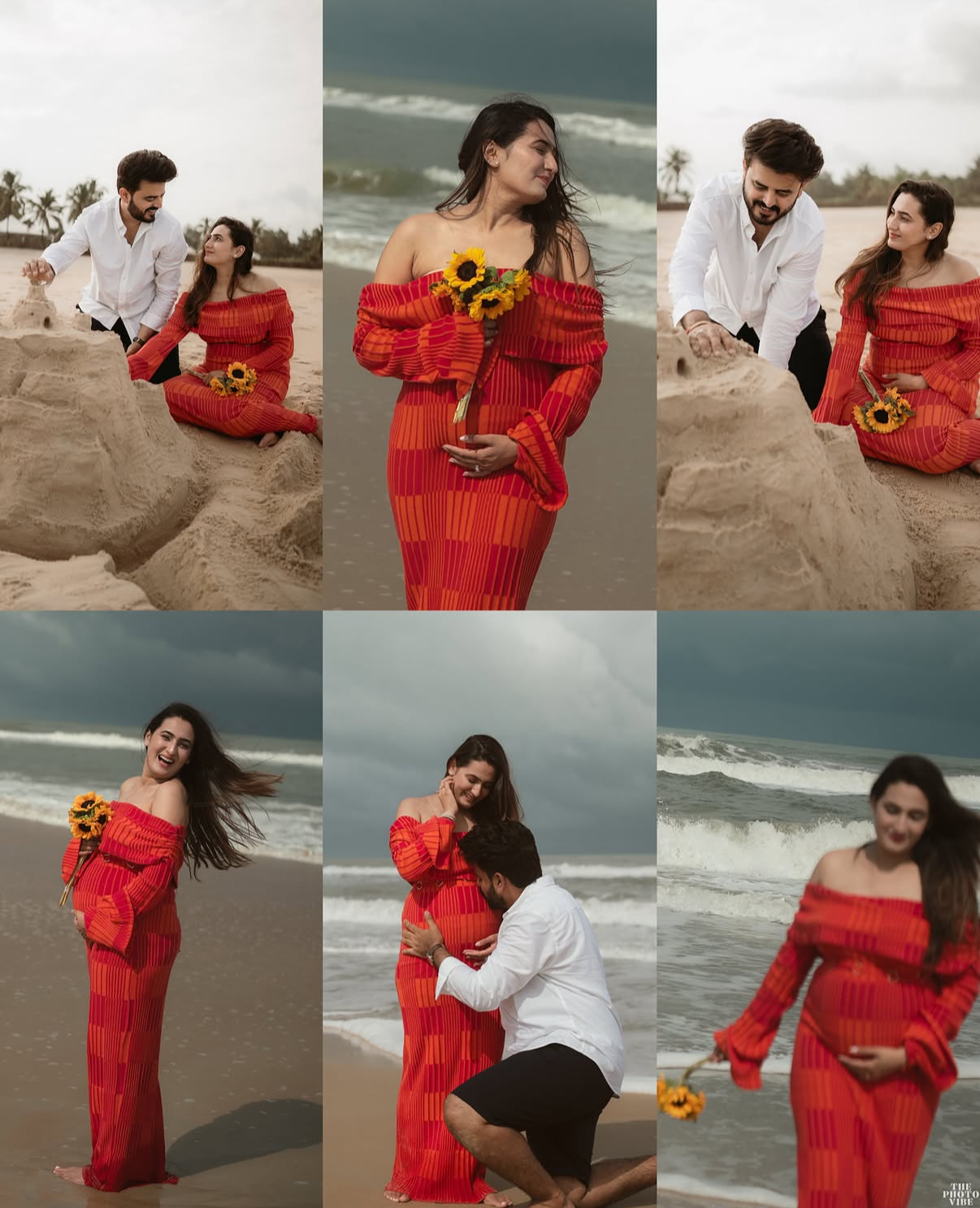 Francisca - Off Shoulder Maternity Dress With Belt