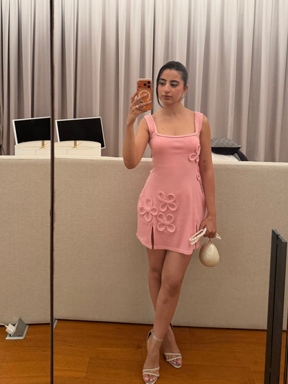 Lina - Baby Pink Floral Mini Dress