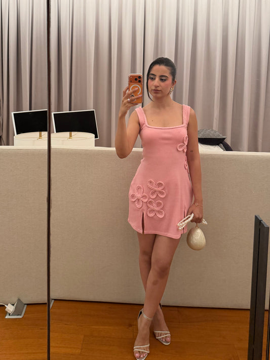 Lina - Baby Pink Floral Mini Dress