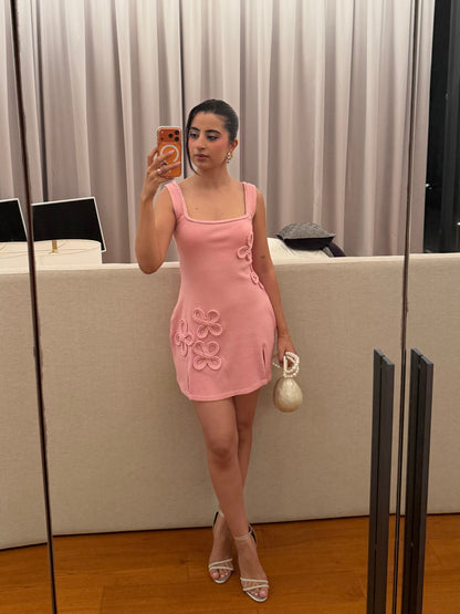 Lina - Baby Pink Floral Mini Dress