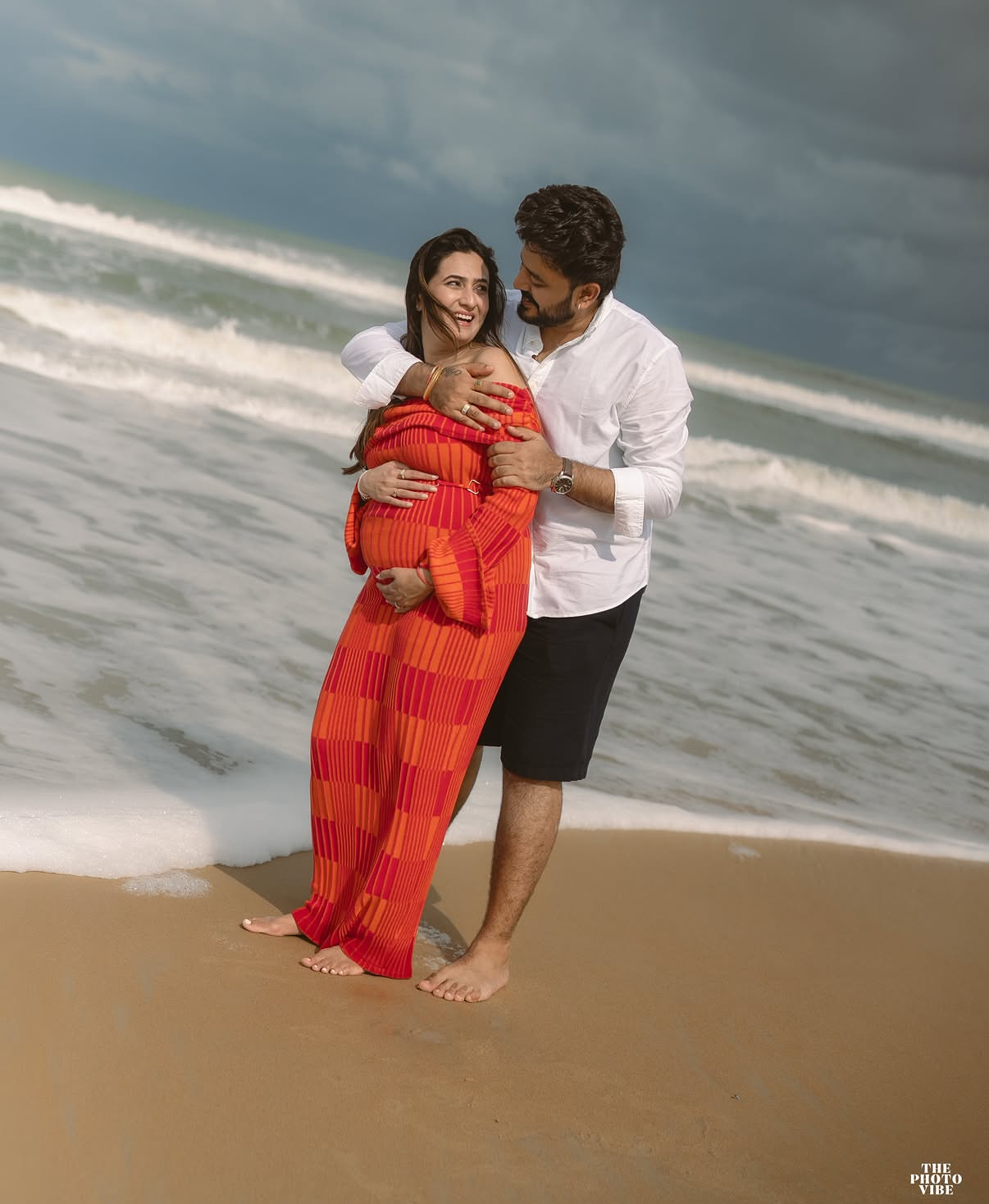 Francisca - Off Shoulder Maternity Dress With Belt