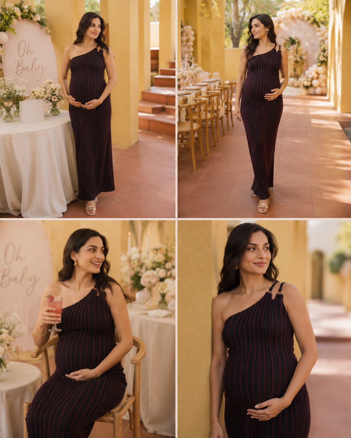 Angela - One Shoulder Baby Shower Dress