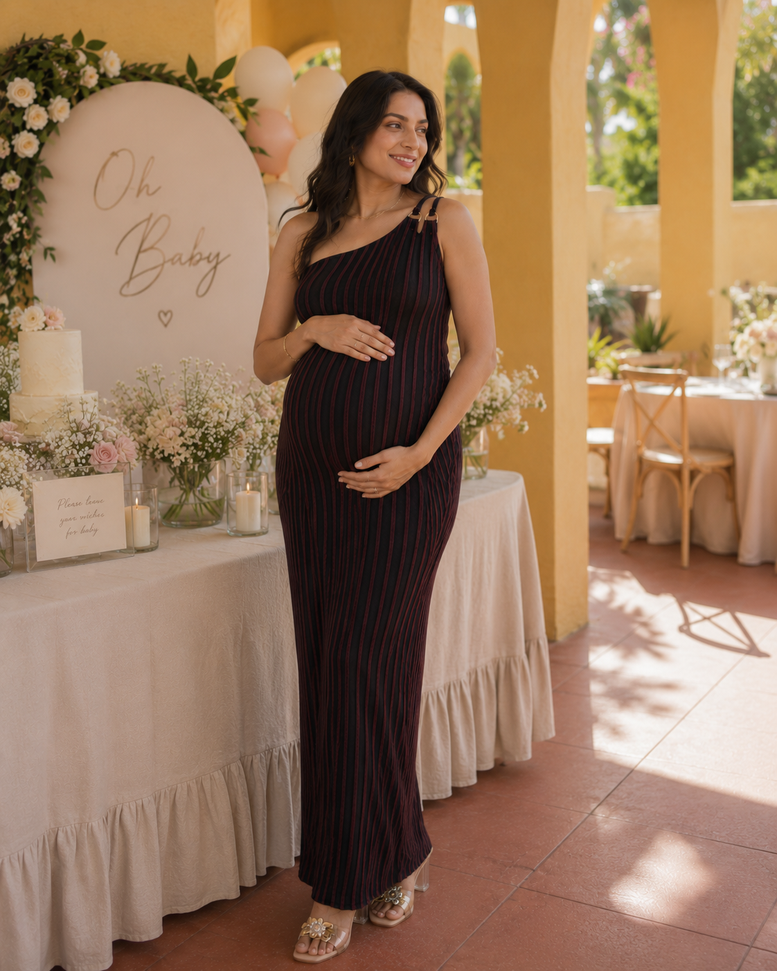 Angela - One Shoulder Baby Shower Dress