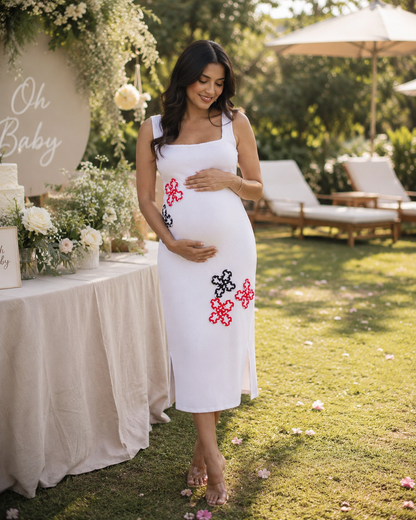 Lina - White Floral Maternity Dress